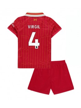 Liverpool Virgil van Dijk #4 Heimtrikotsatz für Kinder 2024-25 Kurzarm (+ Kurze Hosen)